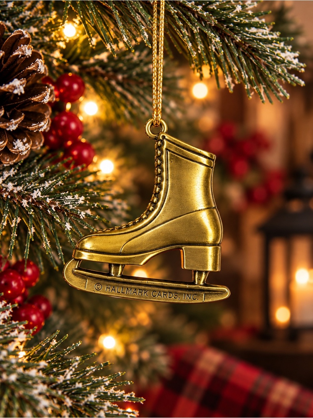 Hallmark Tree Trimmer Gold Tone Ice Skate Christmas Ornament Classic Collectible